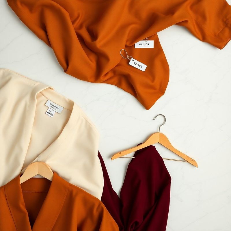 Flat lay cu țesături crem, ecru auriu și piese burgundy din colecția curentă